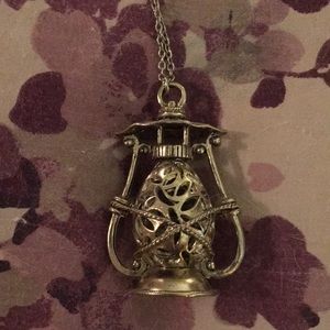 Antique gold lantern necklace